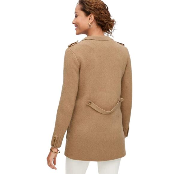NWT TALBOTS Wool Blend Notch Collar Cardigan in English Toffee SZ L - Picture 2 of 12